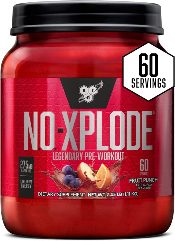 BSN N.O. Xplode Fruit Punch 2.45lb - Pre-Workout Supplement for Energy, Focus, and Performance