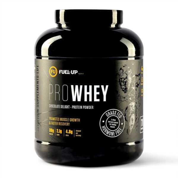 Whey Protein Powder for Muscle Growth & Recovery | Chocolate Delight Flavor | 30g Protein, 4.8g BCAAs & 2.1g Carbs per Serving | 71 Servings (5lbs) | Post-Workout & Keto Friendly | FUEL-UP by Kcal