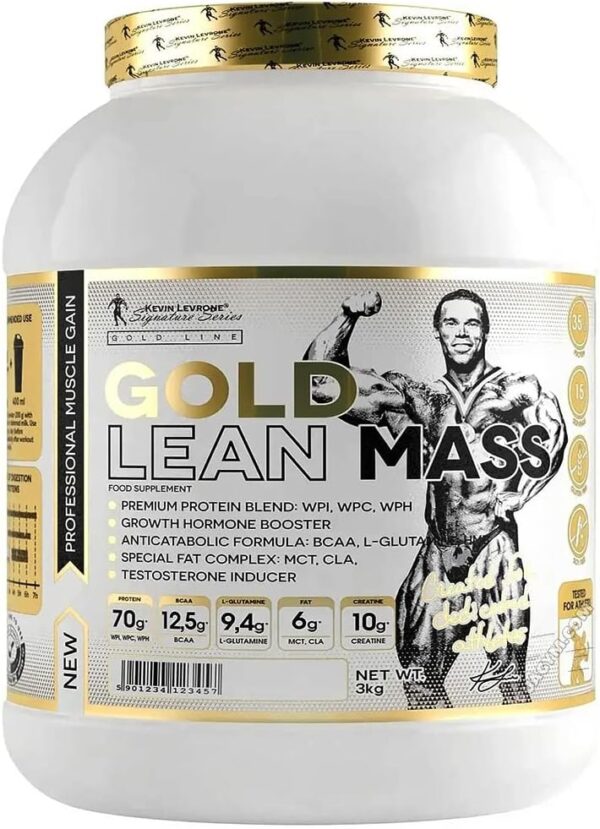Kevin Levrone Gold Lean Mass | Cookies and Cream Flavor | 3 Kg | 70g Protein per Serving | 676 Calories | Supports Muscle Growth, Strength & Recovery