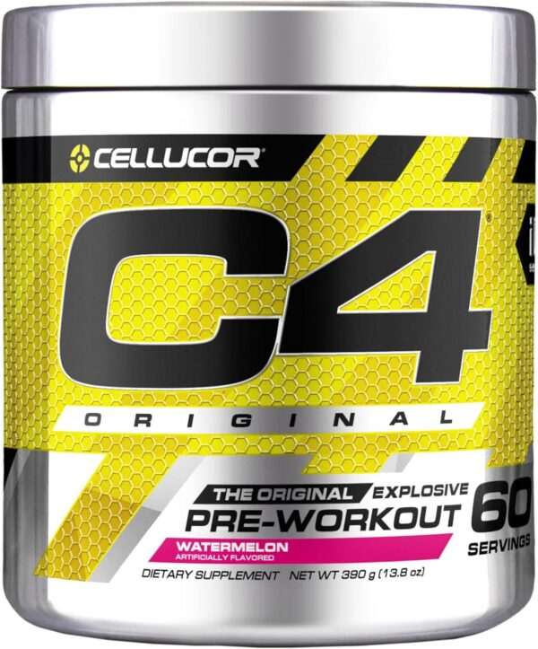 Cellucor C4 Original Pre Workout Powder Energy Drink Supplement For Men & Women - with Creatine, Caffeine, Nitric Oxide Booster, Citrulline & Beta Alanine Watermelon- 60 Servings (Packaging May Vary)