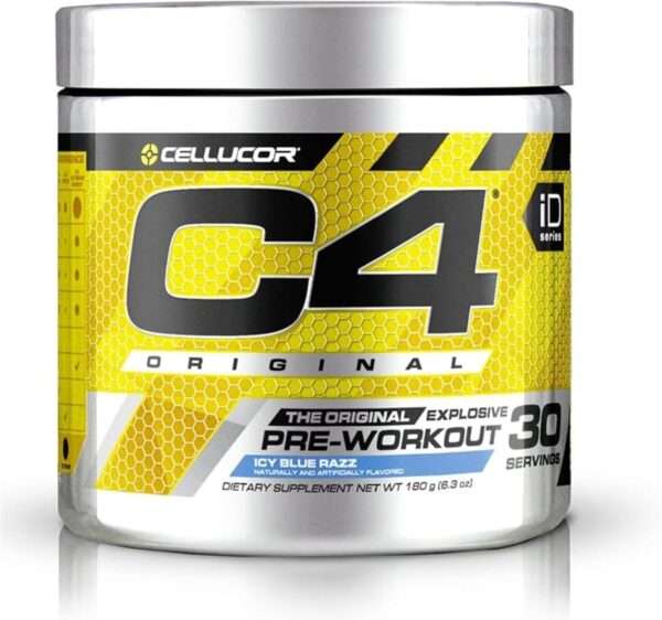 Cellucor C4 Original Pre Workout Powder Icy Blue Razz|Vitamin C for Immune Support|ZERO SUGAR Preworkout Energy for Men & Women|150mg Caffeine + Beta Alanine + Creatine|30 Servings-Packaging May Vary